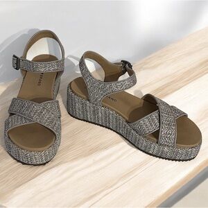 Lucky Brand Wagoo Women's Woven Texture Costal Vibe Wedge Sandal Shoes Size 8M